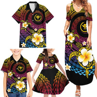 Hawaiian Plumeria Turtle Tribal Spiral Polynesian Tattoo Family Matching Summer Maxi Dress and Hawaiian Shirt Fanciful Color LT03 - Polynesian Pride