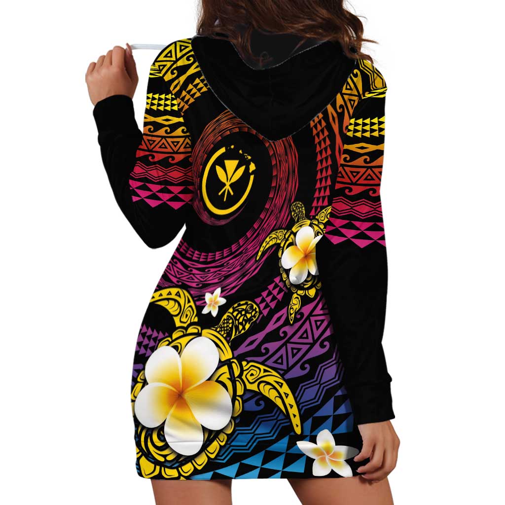 Hawaiian Plumeria Turtle Tribal Spiral Polynesian Tattoo Hoodie Dress Fanciful Color LT03 - Polynesian Pride