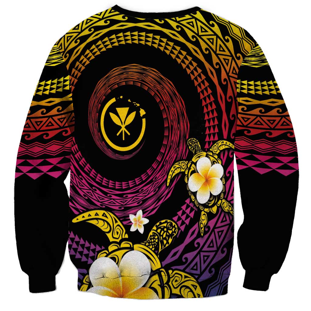 Hawaiian Plumeria Turtle Tribal Spiral Polynesian Tattoo Sweatshirt Fanciful Color