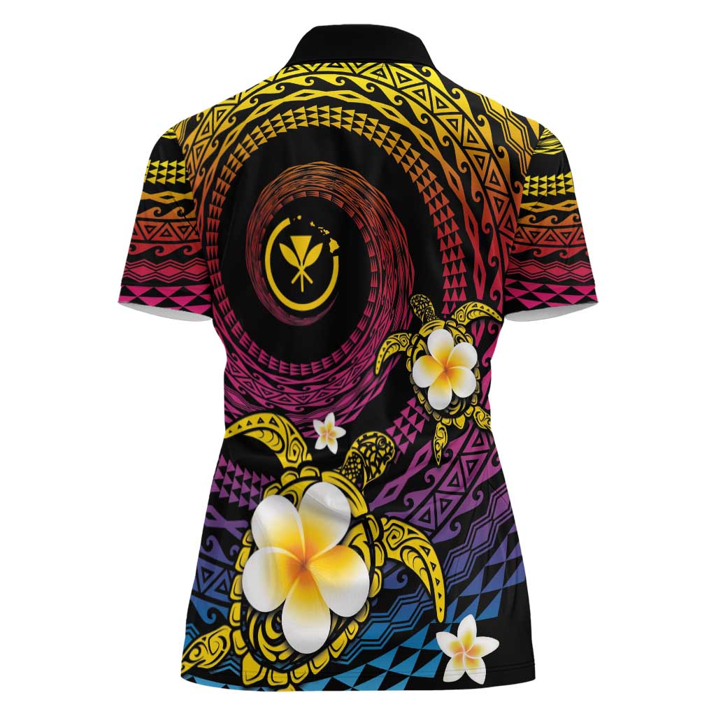 Hawaiian Plumeria Turtle Tribal Spiral Polynesian Tattoo Women Polo Shirt Fanciful Color LT03 - Polynesian Pride