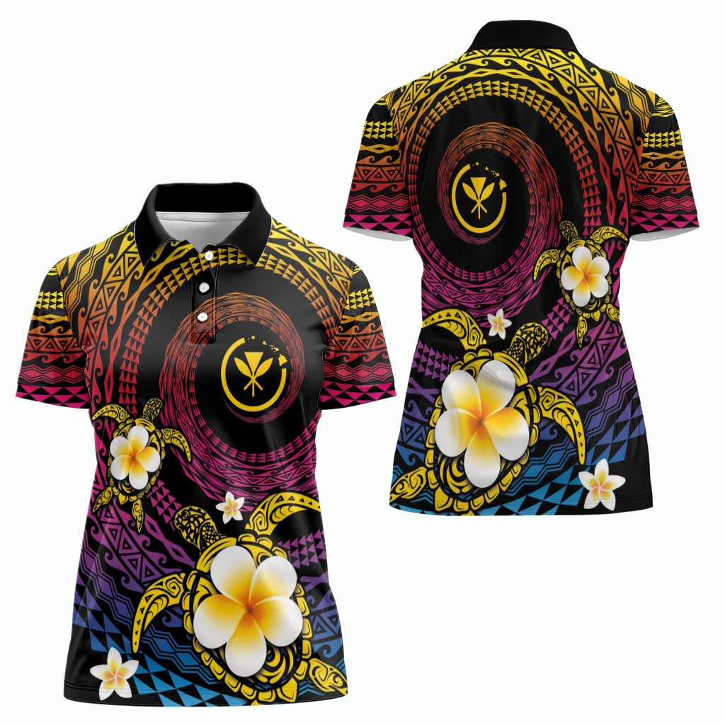 Hawaiian Plumeria Turtle Tribal Spiral Polynesian Tattoo Women Polo Shirt Fanciful Color LT03 - Polynesian Pride
