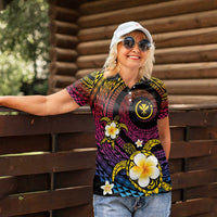 Hawaiian Plumeria Turtle Tribal Spiral Polynesian Tattoo Women Polo Shirt Fanciful Color LT03 - Polynesian Pride