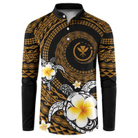 Hawaiian Plumeria Turtle Tribal Spiral Polynesian Tattoo Button Sweatshirt Gold Color