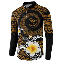 Hawaiian Plumeria Turtle Tribal Spiral Polynesian Tattoo Button Sweatshirt Gold Color