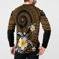 Hawaiian Plumeria Turtle Tribal Spiral Polynesian Tattoo Button Sweatshirt Gold Color