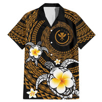 Hawaiian Plumeria Turtle Tribal Spiral Polynesian Tattoo Family Matching Mermaid Dress and Hawaiian Shirt Gold Color LT03 Dad's Shirt - Short Sleeve Gold - Polynesian Pride