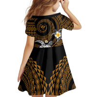 Hawaiian Plumeria Turtle Tribal Spiral Polynesian Tattoo Family Matching Puletasi and Hawaiian Shirt Gold Color LT03 - Polynesian Pride