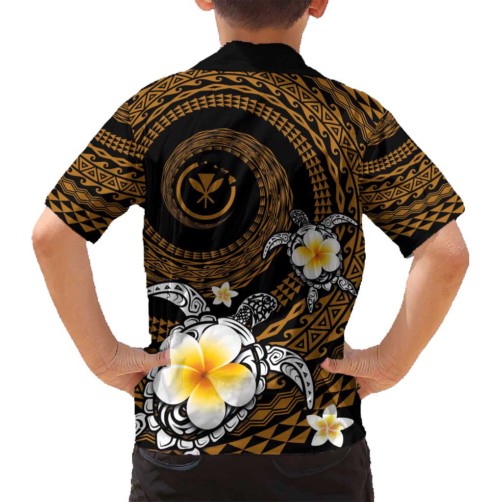Hawaiian Plumeria Turtle Tribal Spiral Polynesian Tattoo Family Matching Summer Maxi Dress and Hawaiian Shirt Gold Color LT03 - Polynesian Pride