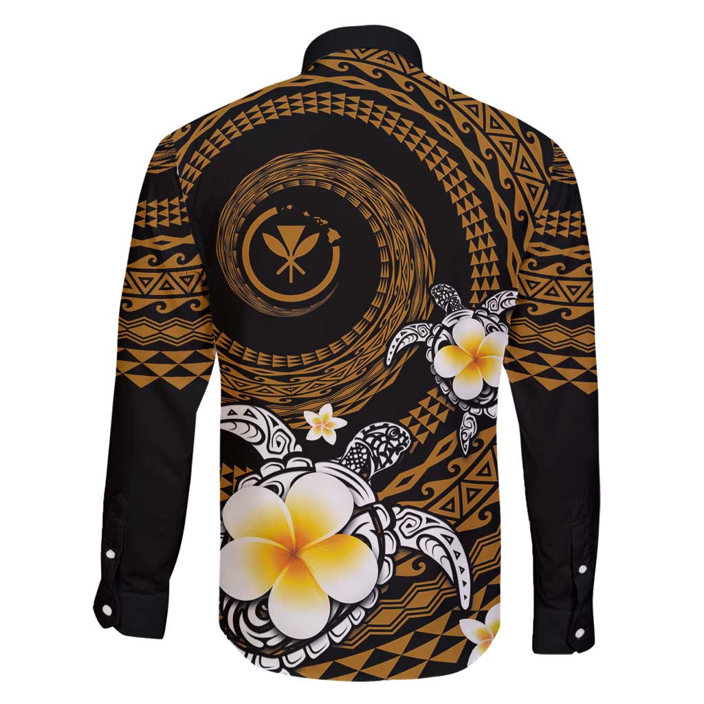 Hawaiian Plumeria Turtle Tribal Spiral Polynesian Tattoo Family Matching Tank Maxi Dress and Hawaiian Shirt Gold Color LT03 - Polynesian Pride