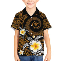 Hawaiian Plumeria Turtle Tribal Spiral Polynesian Tattoo Family Matching Tank Maxi Dress and Hawaiian Shirt Gold Color LT03 Son's Shirt Gold - Polynesian Pride