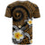 Hawaiian Plumeria Turtle Tribal Spiral Polynesian Tattoo T Shirt Gold Color