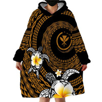 Hawaiian Plumeria Turtle Tribal Spiral Polynesian Tattoo Wearable Blanket Hoodie Gold Color LT03 - Polynesian Pride