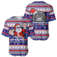 Custom American Samoa Christmas Baseball Jersey Samoan Coat of Arms and Cool Santa Ornament Style LT03 - Polynesian Pride