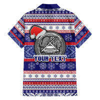 Custom American Samoa Christmas Family Matching Short Sleeve Bodycon Dress and Hawaiian Shirt Samoan Coat of Arms and Cool Santa Ornament Style LT03 - Polynesian Pride