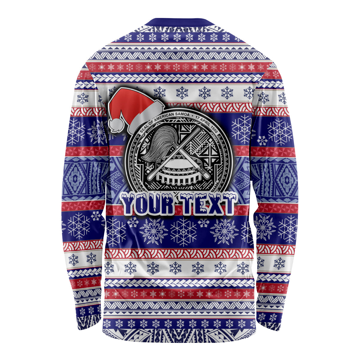 Custom American Samoa Christmas Long Sleeve Shirt Samoan Coat of Arms and Cool Santa Ornament Style LT03 - Polynesian Pride