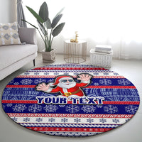 Custom American Samoa Christmas Round Carpet Samoan Coat of Arms and Cool Santa Ornament Style LT03 - Polynesian Pride