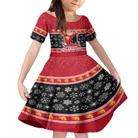 Papua New Guinea Christmas Family Matching Long Sleeve Bodycon Dress and Hawaiian Shirt Santa With Flag Of PNG Polynesian Tribal Xmas Vibe LT03 Daughter's Dress Red - Polynesian Pride