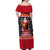 Papua New Guinea Christmas Off Shoulder Maxi Dress Santa With Flag Of PNG Polynesian Tribal Xmas Vibe LT03 - Polynesian Pride