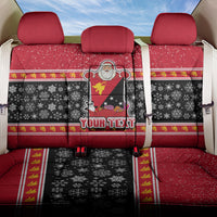 Custom Papua New Guinea Christmas Back Car Seat Cover Santa With Flag Of PNG Polynesian Tribal Xmas Vibe LT03 One Size Red - Polynesian Pride