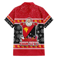Custom Papua New Guinea Christmas Family Matching Off Shoulder Maxi Dress and Hawaiian Shirt Santa With Flag Of PNG Polynesian Tribal Xmas Vibe LT03 - Polynesian Pride
