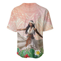 Woman Polynesian Tattoos Baseball Jersey Tropical Flower - Peach Fuzz Color LT03 - Polynesian Pride