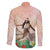 Woman Polynesian Tattoos Family Matching Off The Shoulder Long Sleeve Dress and Hawaiian Shirt Tropical Flower - Peach Fuzz Color