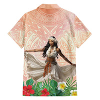 Woman Polynesian Tattoos Family Matching Puletasi and Hawaiian Shirt Tropical Flower - Peach Fuzz Color LT03 - Polynesian Pride