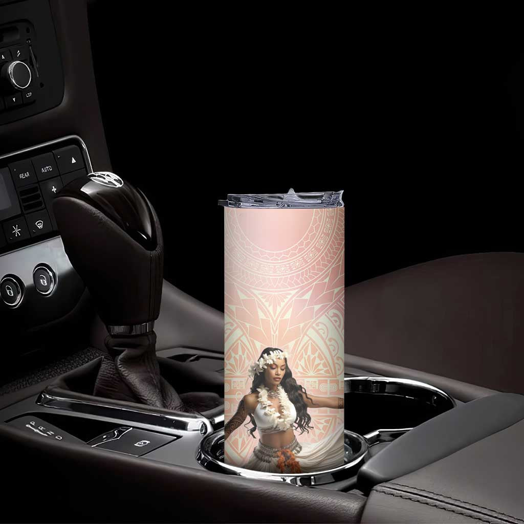 Woman Polynesian Tattoos Skinny Tumbler Tropical Flower - Peach Fuzz Color LT03 - Polynesian Pride