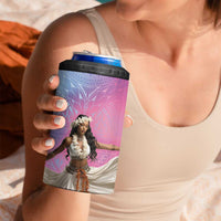 Woman Polynesian Tattoos 4 in 1 Can Cooler Tumbler Tropical Flower - Sweets Vibrant Color