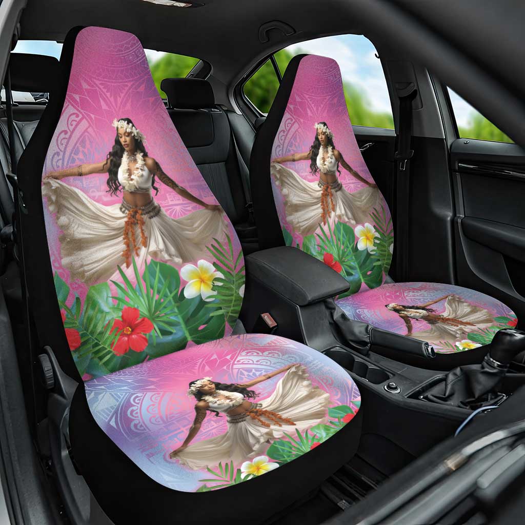 Woman Polynesian Tattoos Car Seat Cover Tropical Flower - Sweets Vibrant Color LT03 One Size Vibrant Gradient - Polynesian Pride