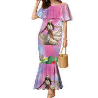 Woman Polynesian Tattoos Family Matching Mermaid Dress and Hawaiian Shirt Tropical Flower - Sweets Vibrant Color LT03 Mom's Dress Vibrant Gradient - Polynesian Pride