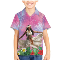 Woman Polynesian Tattoos Family Matching Mermaid Dress and Hawaiian Shirt Tropical Flower - Sweets Vibrant Color LT03 Son's Shirt Vibrant Gradient - Polynesian Pride