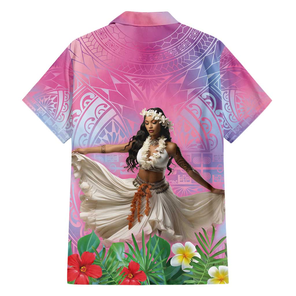 Woman Polynesian Tattoos Family Matching Puletasi and Hawaiian Shirt Tropical Flower - Sweets Vibrant Color LT03 - Polynesian Pride