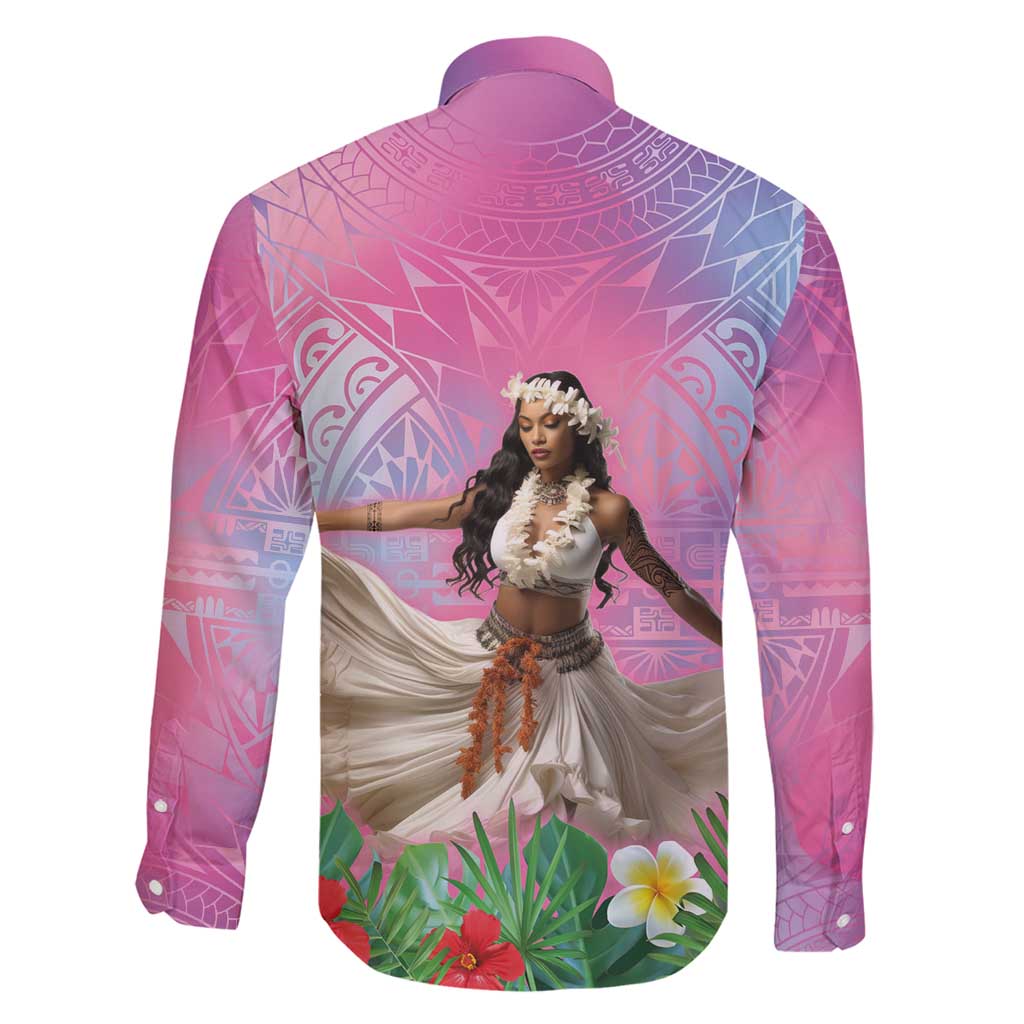 Woman Polynesian Tattoos Family Matching Summer Maxi Dress and Hawaiian Shirt Tropical Flower - Sweets Vibrant Color LT03 - Polynesian Pride