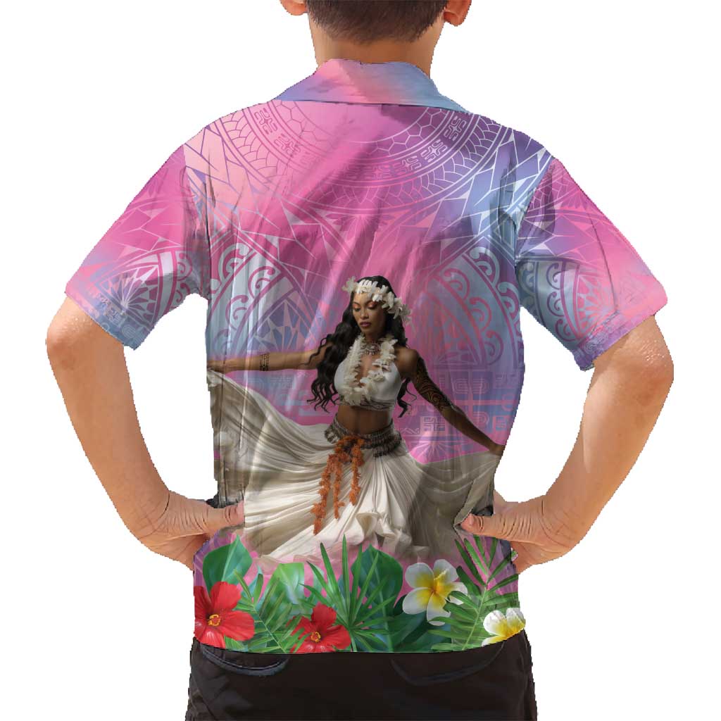 Woman Polynesian Tattoos Family Matching Tank Maxi Dress and Hawaiian Shirt Tropical Flower - Sweets Vibrant Color LT03 - Polynesian Pride