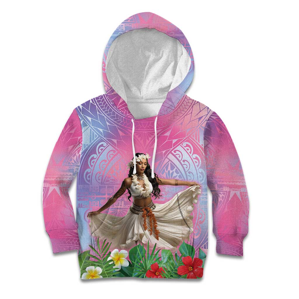 Woman Polynesian Tattoos Kid Hoodie Tropical Flower - Sweets Vibrant Color LT03 Hoodie Vibrant Gradient - Polynesian Pride