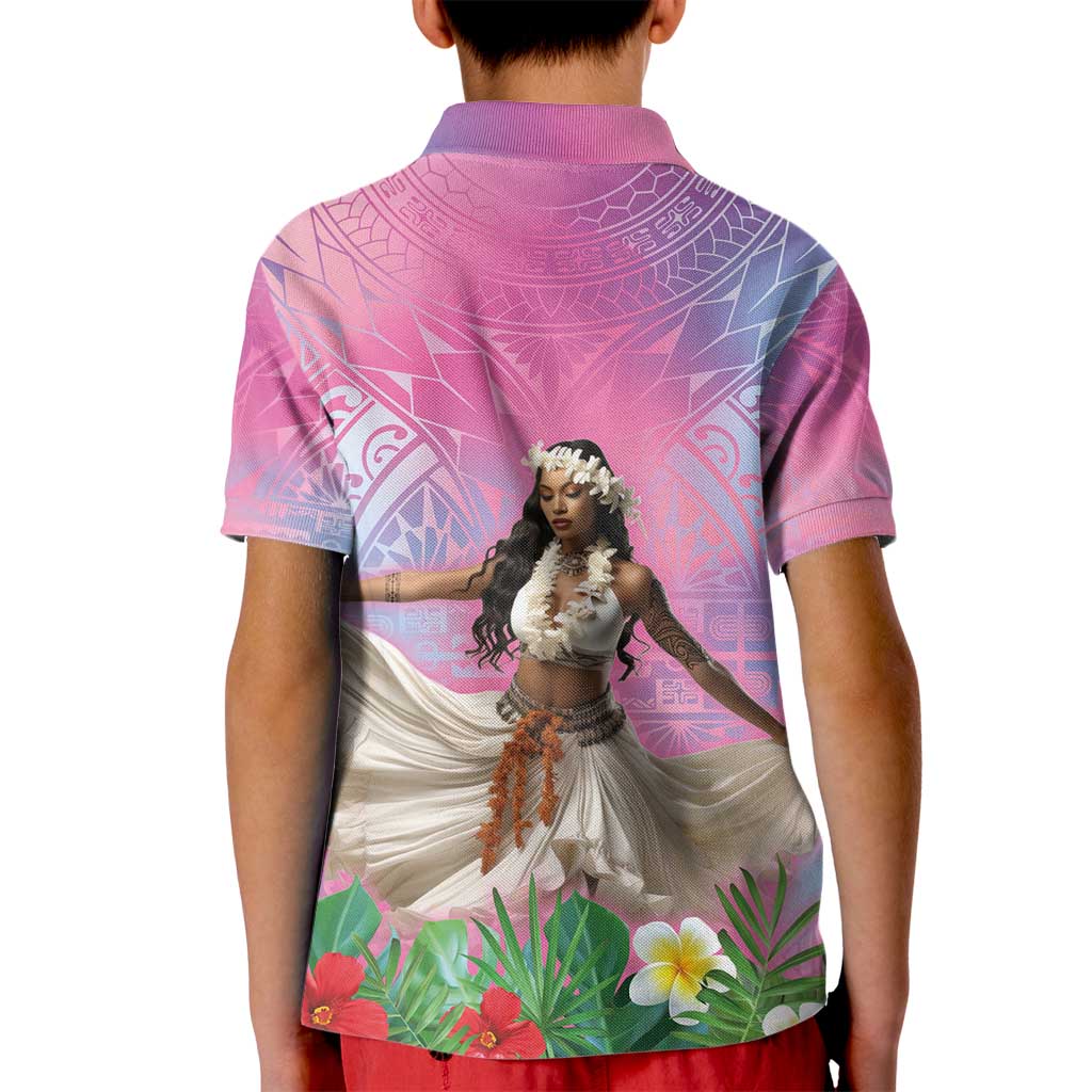 Woman Polynesian Tattoos Kid Polo Shirt Tropical Flower - Sweets Vibrant Color