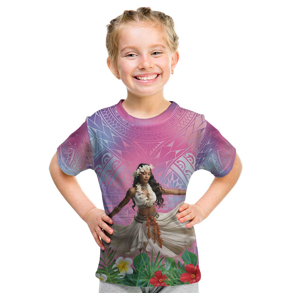 Woman Polynesian Tattoos Kid T Shirt Tropical Flower - Sweets Vibrant Color
