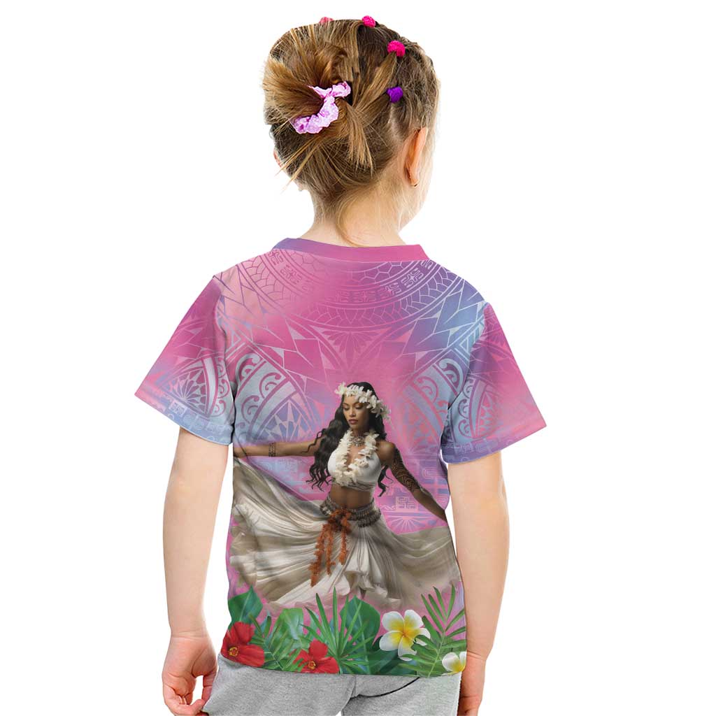 Woman Polynesian Tattoos Kid T Shirt Tropical Flower - Sweets Vibrant Color