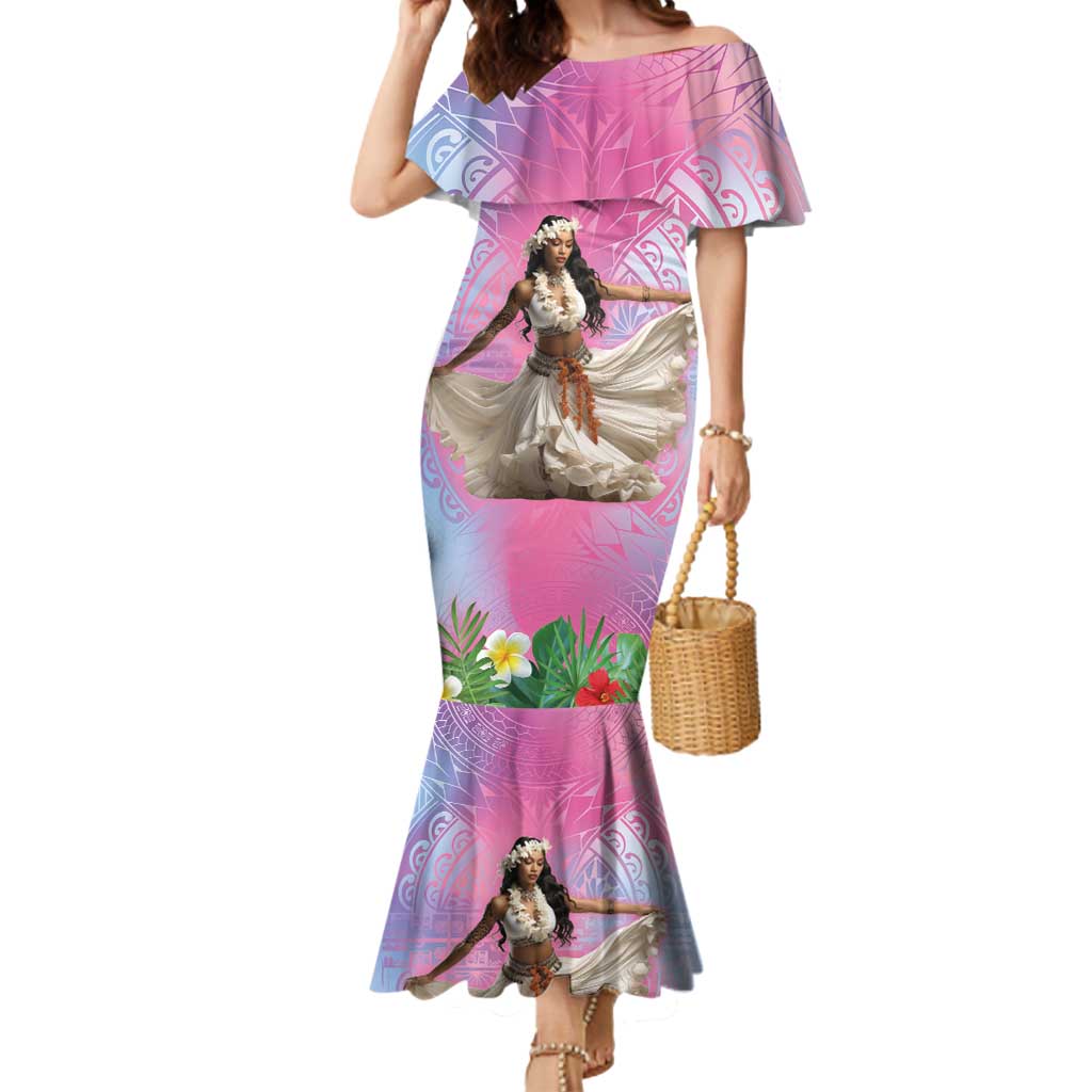 Woman Polynesian Tattoos Mermaid Dress Tropical Flower - Sweets Vibrant Color LT03 Women Vibrant Gradient - Polynesian Pride