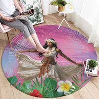 Woman Polynesian Tattoos Round Carpet Tropical Flower - Sweets Vibrant Color LT03 - Polynesian Pride