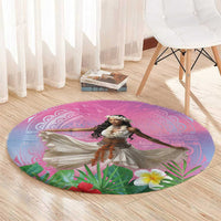 Woman Polynesian Tattoos Round Carpet Tropical Flower - Sweets Vibrant Color LT03 - Polynesian Pride