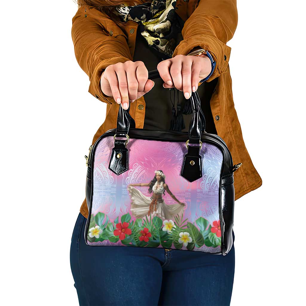 Woman Polynesian Tattoos Shoulder Handbag Tropical Flower - Sweets Vibrant Color LT03 One Size Vibrant Gradient - Polynesian Pride