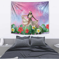 Woman Polynesian Tattoos Tapestry Tropical Flower - Sweets Vibrant Color