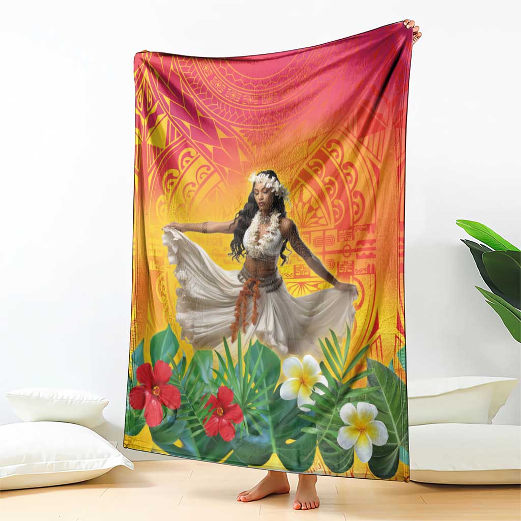 Woman Polynesian Tattoos Blanket Tropical Flower - Vibrant Hot Color LT03 - Polynesian Pride