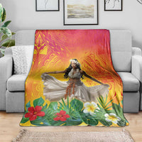 Woman Polynesian Tattoos Blanket Tropical Flower - Vibrant Hot Color LT03 - Polynesian Pride