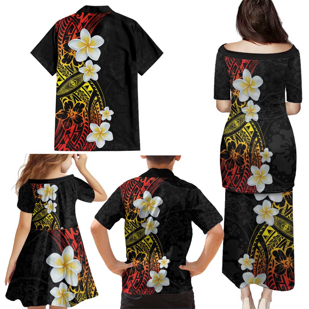 Plumeria Family Matching Puletasi and Hawaiian Shirt Polynesian Tribal Frangipani Sunset LT03 - Polynesian Pride