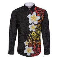 Plumeria Family Matching Summer Maxi Dress and Hawaiian Shirt Polynesian Tribal Frangipani Sunset LT03 Dad's Shirt - Long Sleeve Black - Polynesian Pride