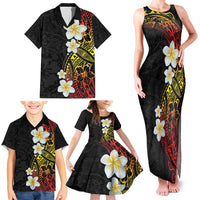 Plumeria Family Matching Tank Maxi Dress and Hawaiian Shirt Polynesian Tribal Frangipani Sunset LT03 - Polynesian Pride