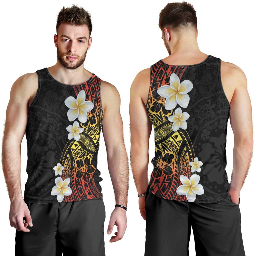 Plumeria Men Tank Top Polynesian Tribal Frangipani Sunset